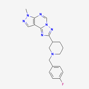 molecular formula C19H20FN7 B10939096 2-[1-(4-fluorobenzyl)piperidin-3-yl]-7-methyl-7H-pyrazolo[4,3-e][1,2,4]triazolo[1,5-c]pyrimidine 