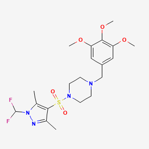 molecular formula C20H28F2N4O5S B10943998 1-{[1-(difluoromethyl)-3,5-dimethyl-1H-pyrazol-4-yl]sulfonyl}-4-(3,4,5-trimethoxybenzyl)piperazine 
