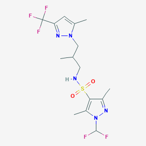 molecular formula C15H20F5N5O2S B10944129 1-(difluoromethyl)-3,5-dimethyl-N-{2-methyl-3-[5-methyl-3-(trifluoromethyl)-1H-pyrazol-1-yl]propyl}-1H-pyrazole-4-sulfonamide 