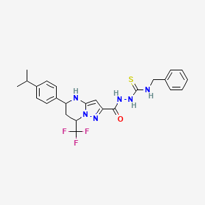 molecular formula C25H27F3N6OS B10944213 N-benzyl-2-({5-[4-(propan-2-yl)phenyl]-7-(trifluoromethyl)-4,5,6,7-tetrahydropyrazolo[1,5-a]pyrimidin-2-yl}carbonyl)hydrazinecarbothioamide 