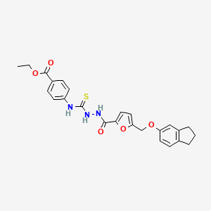 molecular formula C25H25N3O5S B10944282 ethyl 4-({[2-({5-[(2,3-dihydro-1H-inden-5-yloxy)methyl]furan-2-yl}carbonyl)hydrazinyl]carbonothioyl}amino)benzoate 