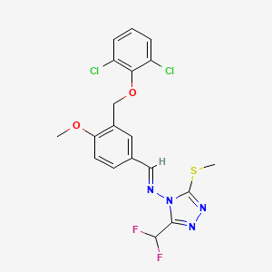 molecular formula C19H16Cl2F2N4O2S B10944635 N-[(E)-{3-[(2,6-dichlorophenoxy)methyl]-4-methoxyphenyl}methylidene]-3-(difluoromethyl)-5-(methylsulfanyl)-4H-1,2,4-triazol-4-amine 