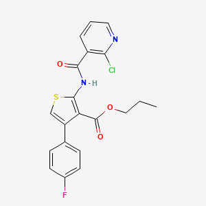 molecular formula C20H16ClFN2O3S B10944752 Propyl 2-{[(2-chloropyridin-3-yl)carbonyl]amino}-4-(4-fluorophenyl)thiophene-3-carboxylate 