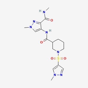molecular formula C16H23N7O4S B10944784 N-[1-methyl-3-(methylcarbamoyl)-1H-pyrazol-4-yl]-1-[(1-methyl-1H-pyrazol-4-yl)sulfonyl]piperidine-3-carboxamide 