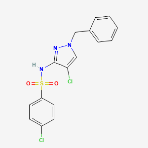 molecular formula C16H13Cl2N3O2S B10944802 N-(1-benzyl-4-chloro-1H-pyrazol-3-yl)-4-chlorobenzenesulfonamide 