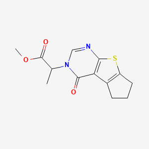 molecular formula C13H14N2O3S B10944809 methyl 2-(4-oxo-6,7-dihydro-4H-cyclopenta[4,5]thieno[2,3-d]pyrimidin-3(5H)-yl)propanoate 