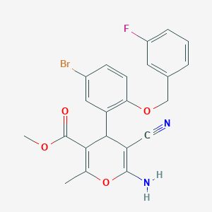 molecular formula C22H18BrFN2O4 B10944920 methyl 6-amino-4-{5-bromo-2-[(3-fluorobenzyl)oxy]phenyl}-5-cyano-2-methyl-4H-pyran-3-carboxylate 
