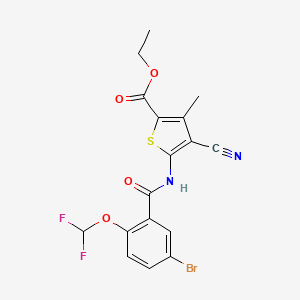 molecular formula C17H13BrF2N2O4S B10944974 Ethyl 5-({[5-bromo-2-(difluoromethoxy)phenyl]carbonyl}amino)-4-cyano-3-methylthiophene-2-carboxylate 