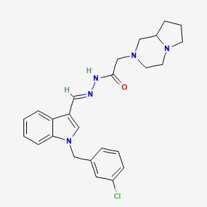 molecular formula C25H28ClN5O B10945200 N'-{(E)-[1-(3-chlorobenzyl)-1H-indol-3-yl]methylidene}-2-(hexahydropyrrolo[1,2-a]pyrazin-2(1H)-yl)acetohydrazide 