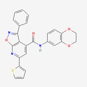 molecular formula C25H17N3O4S B10945245 N-(2,3-dihydro-1,4-benzodioxin-6-yl)-3-phenyl-6-(thiophen-2-yl)[1,2]oxazolo[5,4-b]pyridine-4-carboxamide 