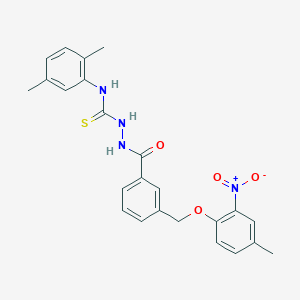 molecular formula C24H24N4O4S B10945321 N-(2,5-dimethylphenyl)-2-({3-[(4-methyl-2-nitrophenoxy)methyl]phenyl}carbonyl)hydrazinecarbothioamide 