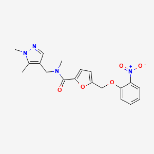 molecular formula C19H20N4O5 B10945584 N-[(1,5-dimethyl-1H-pyrazol-4-yl)methyl]-N-methyl-5-[(2-nitrophenoxy)methyl]furan-2-carboxamide 