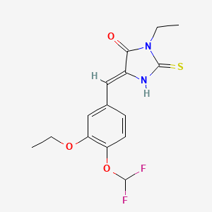 molecular formula C15H16F2N2O3S B10946080 (5Z)-5-[4-(difluoromethoxy)-3-ethoxybenzylidene]-3-ethyl-2-sulfanyl-3,5-dihydro-4H-imidazol-4-one 