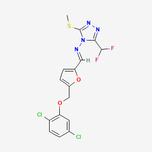 molecular formula C16H12Cl2F2N4O2S B10946314 N-[(E)-{5-[(2,5-dichlorophenoxy)methyl]furan-2-yl}methylidene]-3-(difluoromethyl)-5-(methylsulfanyl)-4H-1,2,4-triazol-4-amine 
