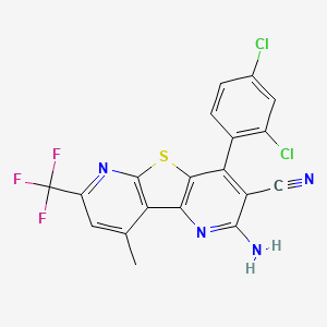 molecular formula C19H9Cl2F3N4S B10946429 4-amino-6-(2,4-dichlorophenyl)-13-methyl-11-(trifluoromethyl)-8-thia-3,10-diazatricyclo[7.4.0.02,7]trideca-1(9),2(7),3,5,10,12-hexaene-5-carbonitrile 