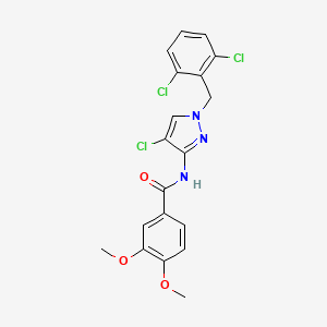 molecular formula C19H16Cl3N3O3 B10946850 N-[4-chloro-1-(2,6-dichlorobenzyl)-1H-pyrazol-3-yl]-3,4-dimethoxybenzamide 