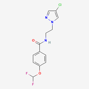 molecular formula C13H12ClF2N3O2 B10946876 N-[2-(4-chloro-1H-pyrazol-1-yl)ethyl]-4-(difluoromethoxy)benzamide 