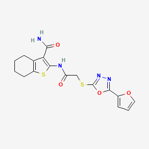 molecular formula C17H16N4O4S2 B10947132 2-[({[5-(Furan-2-yl)-1,3,4-oxadiazol-2-yl]sulfanyl}acetyl)amino]-4,5,6,7-tetrahydro-1-benzothiophene-3-carboxamide 