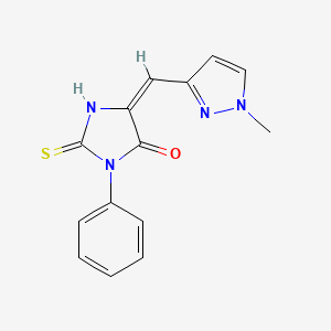 molecular formula C14H12N4OS B10947530 (5E)-5-[(1-methyl-1H-pyrazol-3-yl)methylidene]-3-phenyl-2-thioxoimidazolidin-4-one 