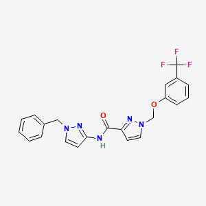 molecular formula C22H18F3N5O2 B10947568 N-(1-benzyl-1H-pyrazol-3-yl)-1-{[3-(trifluoromethyl)phenoxy]methyl}-1H-pyrazole-3-carboxamide 