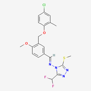 molecular formula C20H19ClF2N4O2S B10949079 N-[(E)-{3-[(4-chloro-2-methylphenoxy)methyl]-4-methoxyphenyl}methylidene]-3-(difluoromethyl)-5-(methylsulfanyl)-4H-1,2,4-triazol-4-amine 