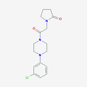 molecular formula C16H20ClN3O2 B109492 Piperazine, 1-(3-chlorophenyl)-4-((2-oxo-1-pyrrolidinyl)acetyl)- CAS No. 131028-02-9