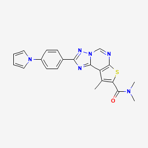 molecular formula C21H18N6OS B10949601 N,N,9-trimethyl-2-[4-(1H-pyrrol-1-yl)phenyl]thieno[3,2-e][1,2,4]triazolo[1,5-c]pyrimidine-8-carboxamide 