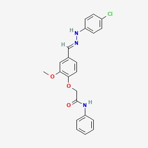 molecular formula C22H20ClN3O3 B10949812 2-(4-{(E)-[2-(4-chlorophenyl)hydrazinylidene]methyl}-2-methoxyphenoxy)-N-phenylacetamide 