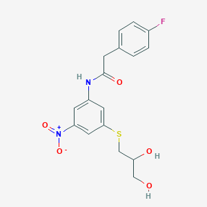 molecular formula C17H17FN2O5S B10949815 N-{3-[(2,3-dihydroxypropyl)sulfanyl]-5-nitrophenyl}-2-(4-fluorophenyl)acetamide 