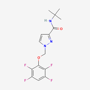 molecular formula C15H15F4N3O2 B10949982 N-tert-butyl-1-[(2,3,5,6-tetrafluorophenoxy)methyl]-1H-pyrazole-3-carboxamide 