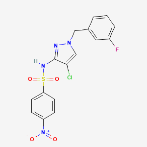 molecular formula C16H12ClFN4O4S B10950686 N-[4-chloro-1-(3-fluorobenzyl)-1H-pyrazol-3-yl]-4-nitrobenzenesulfonamide 