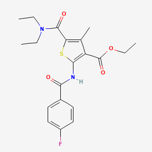 molecular formula C20H23FN2O4S B10950737 Ethyl 5-(diethylcarbamoyl)-2-{[(4-fluorophenyl)carbonyl]amino}-4-methylthiophene-3-carboxylate 