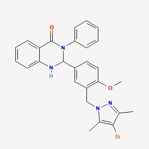 molecular formula C27H25BrN4O2 B10950777 2-{3-[(4-bromo-3,5-dimethyl-1H-pyrazol-1-yl)methyl]-4-methoxyphenyl}-3-phenyl-2,3-dihydroquinazolin-4(1H)-one 