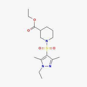 molecular formula C15H25N3O4S B10950838 ethyl 1-[(1-ethyl-3,5-dimethyl-1H-pyrazol-4-yl)sulfonyl]piperidine-3-carboxylate 