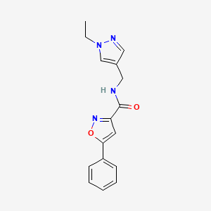 molecular formula C16H16N4O2 B10951112 N-[(1-ethyl-1H-pyrazol-4-yl)methyl]-5-phenyl-1,2-oxazole-3-carboxamide 