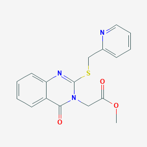 molecular formula C17H15N3O3S B10951364 methyl {4-oxo-2-[(pyridin-2-ylmethyl)sulfanyl]quinazolin-3(4H)-yl}acetate 