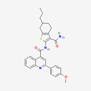 molecular formula C29H29N3O3S B10952251 N-(3-carbamoyl-6-propyl-4,5,6,7-tetrahydro-1-benzothiophen-2-yl)-2-(4-methoxyphenyl)quinoline-4-carboxamide 