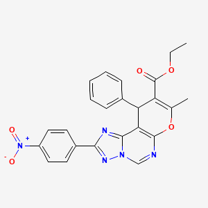molecular formula C24H19N5O5 B10952976 ethyl 8-methyl-2-(4-nitrophenyl)-10-phenyl-10H-pyrano[3,2-e][1,2,4]triazolo[1,5-c]pyrimidine-9-carboxylate 