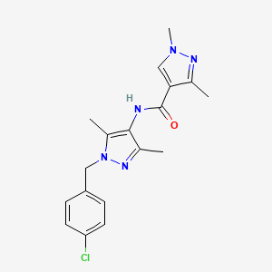 molecular formula C18H20ClN5O B10953785 N-[1-(4-chlorobenzyl)-3,5-dimethyl-1H-pyrazol-4-yl]-1,3-dimethyl-1H-pyrazole-4-carboxamide 