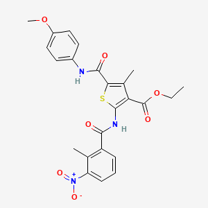 molecular formula C24H23N3O7S B10953811 Ethyl 5-[(4-methoxyphenyl)carbamoyl]-4-methyl-2-{[(2-methyl-3-nitrophenyl)carbonyl]amino}thiophene-3-carboxylate 