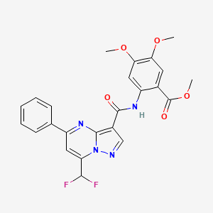 molecular formula C24H20F2N4O5 B10953847 Methyl 2-({[7-(difluoromethyl)-5-phenylpyrazolo[1,5-a]pyrimidin-3-yl]carbonyl}amino)-4,5-dimethoxybenzoate 