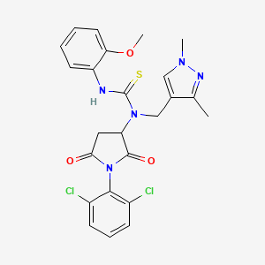 molecular formula C24H23Cl2N5O3S B10953854 N-[1-(2,6-dichlorophenyl)-2,5-dioxo-3-pyrrolidinyl]-N-[(1,3-dimethyl-1H-pyrazol-4-yl)methyl]-N'-(2-methoxyphenyl)thiourea 
