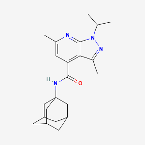 molecular formula C22H30N4O B10953867 N-(1-Adamantyl)-1-isopropyl-3,6-dimethyl-1H-pyrazolo[3,4-B]pyridine-4-carboxamide 