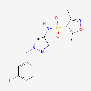 molecular formula C15H15FN4O3S B10954011 N-[1-(3-fluorobenzyl)-1H-pyrazol-4-yl]-3,5-dimethyl-1,2-oxazole-4-sulfonamide 
