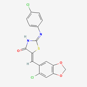 molecular formula C17H10Cl2N2O3S B10954105 (5Z)-2-(4-chloroanilino)-5-[(6-chloro-1,3-benzodioxol-5-yl)methylidene]-1,3-thiazol-4-one 