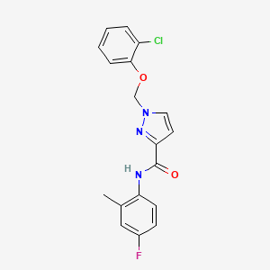 molecular formula C18H15ClFN3O2 B10954211 1-[(2-chlorophenoxy)methyl]-N-(4-fluoro-2-methylphenyl)-1H-pyrazole-3-carboxamide 