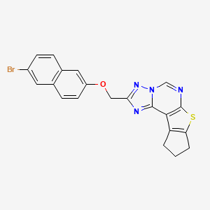 molecular formula C21H15BrN4OS B10954240 2-{[(6-Bromo-2-naphthyl)oxy]methyl}-9,10-dihydro-8H-cyclopenta[4,5]thieno[3,2-E][1,2,4]triazolo[1,5-C]pyrimidine 