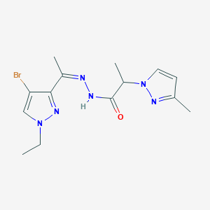 molecular formula C14H19BrN6O B10954281 N'-[(1Z)-1-(4-bromo-1-ethyl-1H-pyrazol-3-yl)ethylidene]-2-(3-methyl-1H-pyrazol-1-yl)propanehydrazide 