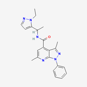 molecular formula C22H24N6O B10954356 N-[1-(1-ethyl-1H-pyrazol-5-yl)ethyl]-3,6-dimethyl-1-phenyl-1H-pyrazolo[3,4-b]pyridine-4-carboxamide 