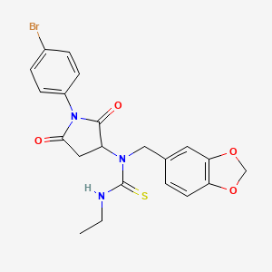 molecular formula C21H20BrN3O4S B10954479 1-(1,3-Benzodioxol-5-ylmethyl)-1-[1-(4-bromophenyl)-2,5-dioxopyrrolidin-3-yl]-3-ethylthiourea 